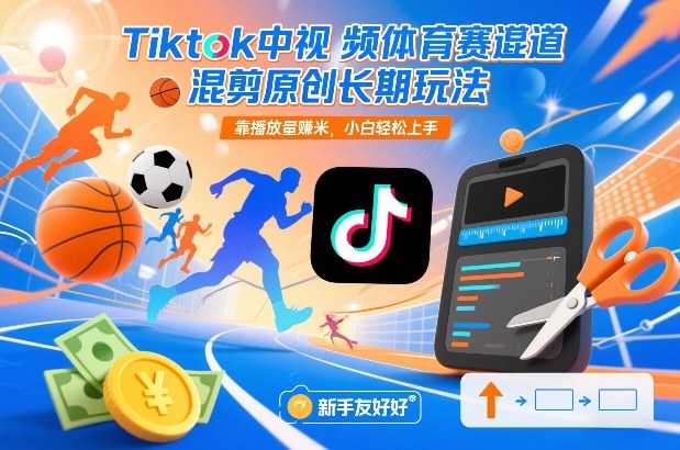 Tiktok中视频体育赛道混剪原创长期玩法，靠播放量賺米，小白轻松上手-翌晨科技网