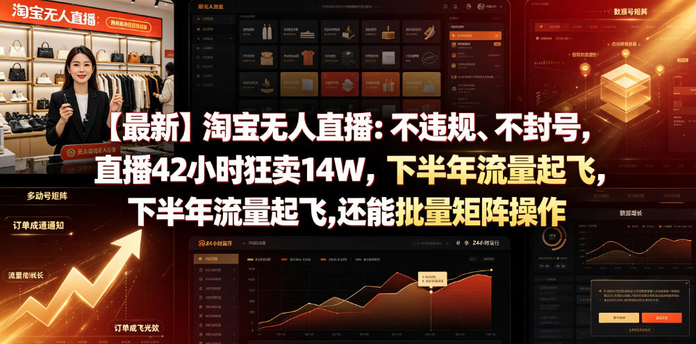 【最新】淘宝无人直播：不违规、不封号，直播42小时狂卖14W，下半年流量起飞，还能批量矩阵操作【揭秘】-翌晨科技网