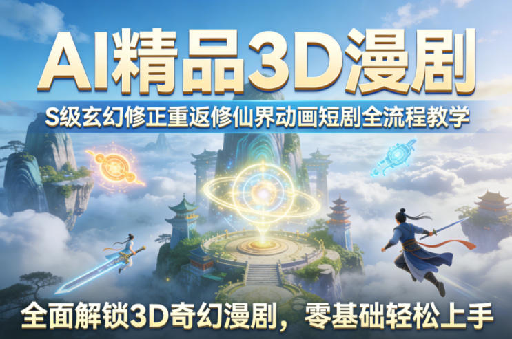 AI精品3D漫剧S级玄幻修正重返修仙界动画短剧全流程教学，全面解锁3D奇幻漫剧，零基础轻松上手-翌晨科技网