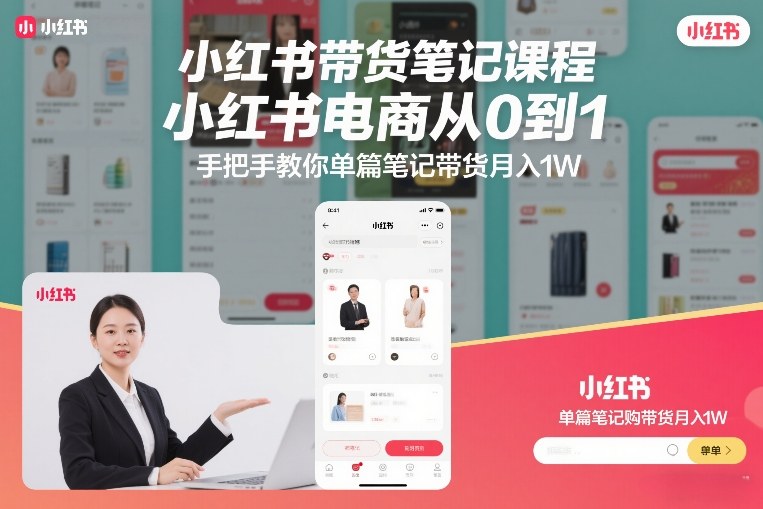 小红书带货笔记课程，小红书电商从0到1，手把手教你单篇笔记带货月入1W-翌晨科技网