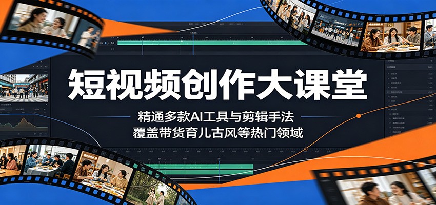 短视频创作大课堂：精通多款AI工具与剪辑手法，覆盖带货、育儿、古风等热门领域-翌晨科技网