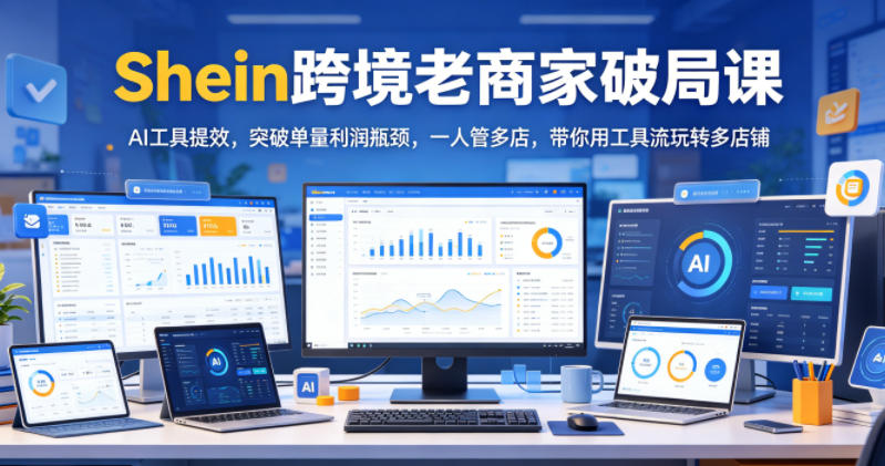 Shein跨境老商家破局课，AI工具提效，突破单量利润瓶颈，一人管多店，带你用工具流玩转多店铺-翌晨科技网
