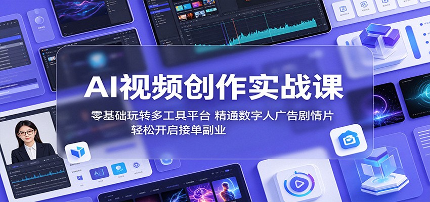 AI视频创作实战课：零基础玩转多工具平台，精通数字人广告、剧情片，轻松开启接单副业-翌晨科技网
