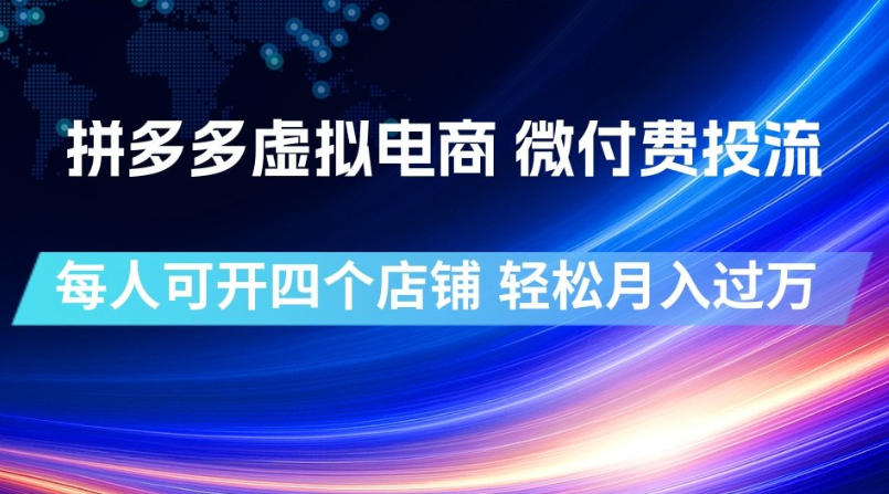 拼多多虚拟电商，微付费投流玩法，每人可开四个店，轻松月入过1W【揭秘】-翌晨科技网