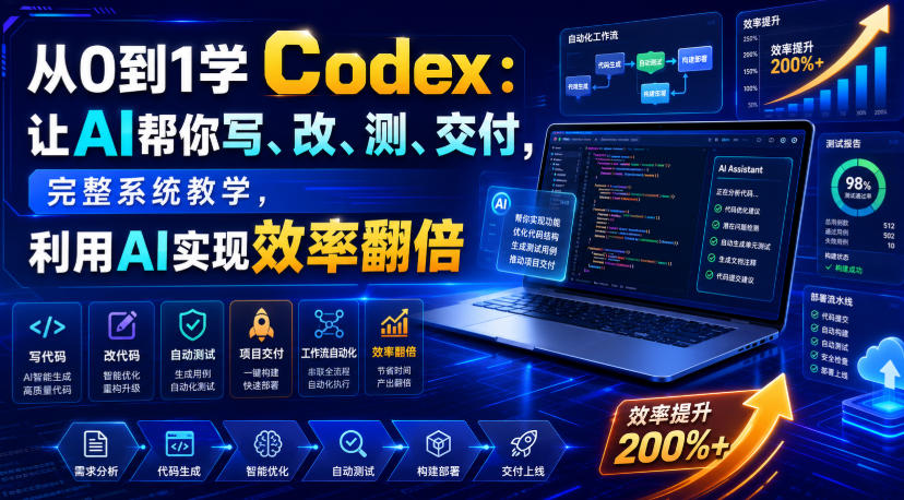 从0到1学Codex：让AI帮你写、改、测、交付，完整系统教学，利用AI实现效率翻倍-翌晨科技网