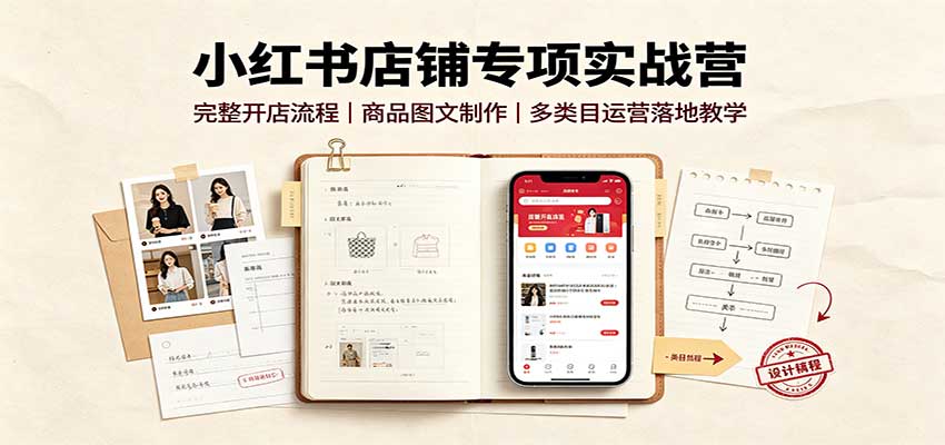 小红书店铺专项实战营：完整开店流程，商品图文制作，多类目运营落地教学-翌晨科技网