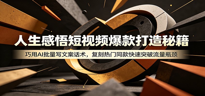 人生感悟短视频爆款打造秘籍：巧用A 批量写文案话术，复刻热门同款快速突破流量瓶颈-翌晨科技网