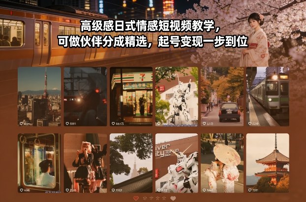 高级感日式情感短视频教学,可做伙伴分成精选,起号变现一步到位-翌晨科技网
