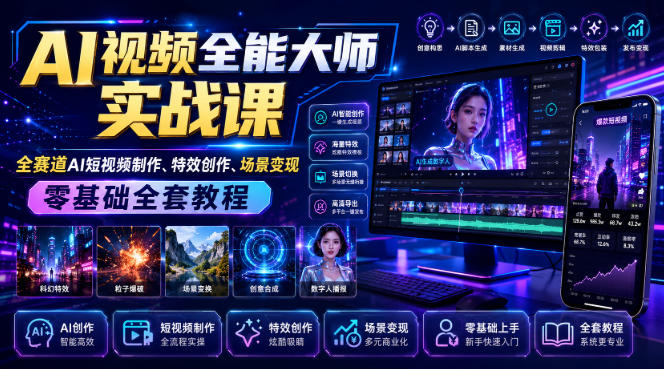 AI视频全能大师实战课｜全赛道AI短视频制作、特效创作、场景变现零基础全套教程-翌晨科技网