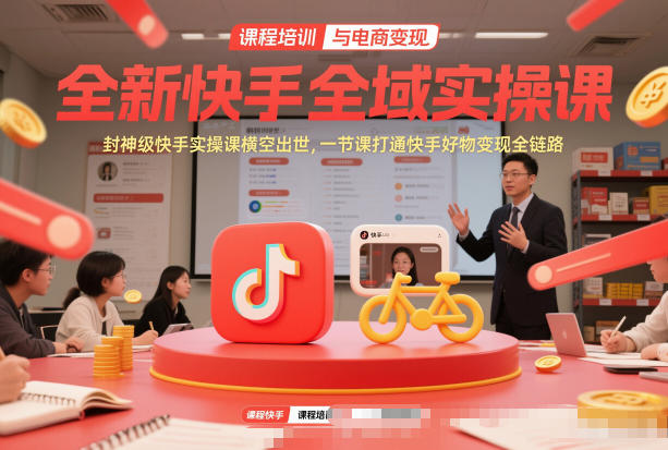 全新快手全域实操课，封神级快手实操课横空出世，一节课打通快手好物变现全链路-翌晨科技网
