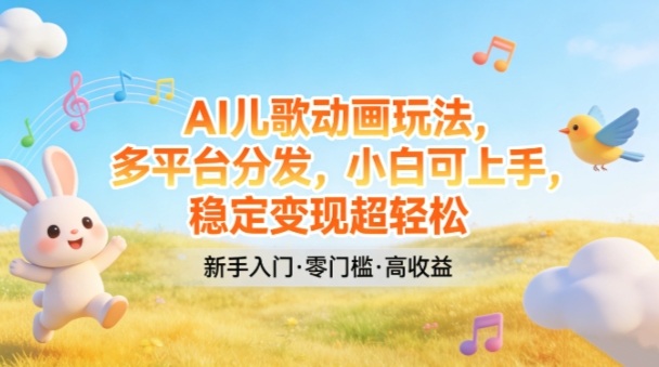 AI儿歌动画玩法，多平台分发，小白可上手，稳定变现超轻松-翌晨科技网