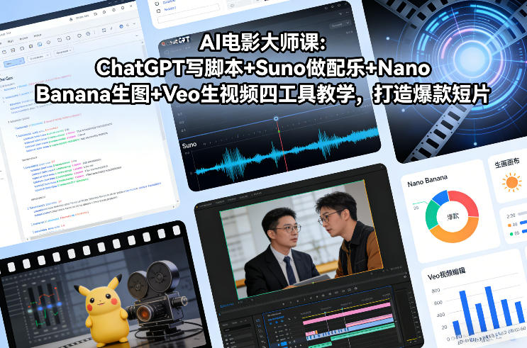 AI电影大师课:ChatGPT写脚本+Suno做配乐+Nano Banana生图+Veo生视频,打造爆款短片-翌晨科技网