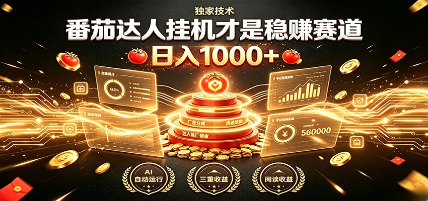 别再瞎找副业!番茄达人挂机才是稳赚赛道 日入1000+-翌晨科技网