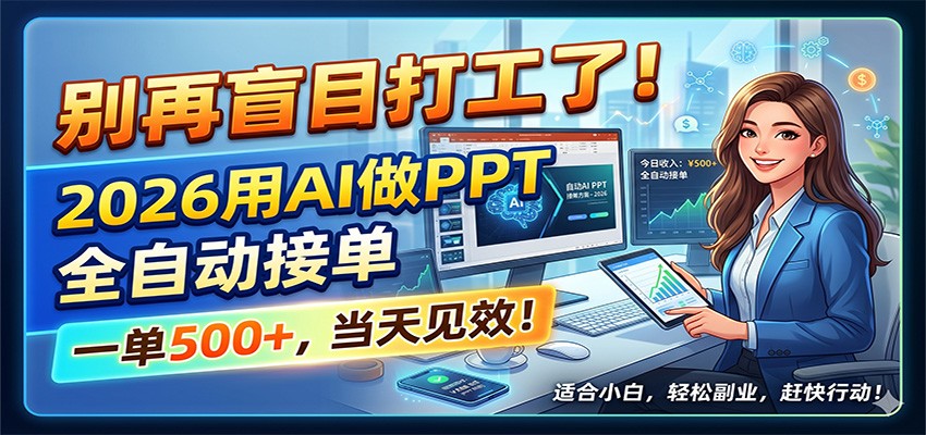 别再盲目打工了！2026用AI做PPT全自动接单，一单5张+，当天见效！-翌晨科技网