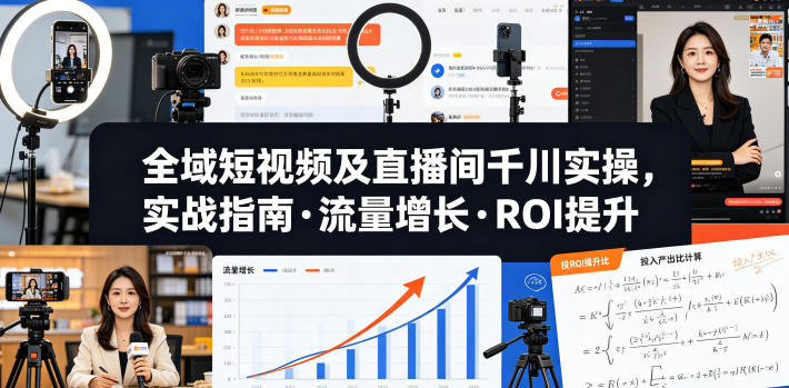 全域短视频及直播间千川实操，实战指南·流量增长·ROI提升（更新）-翌晨科技网