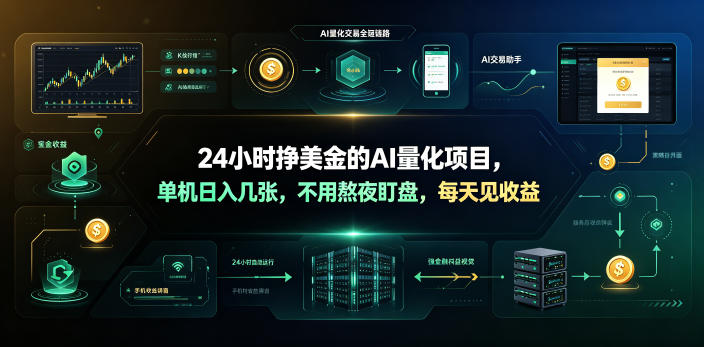 24小时挣美金的AI量化项目，单机日入几十美刀，不用熬夜盯盘，每天见收益【揭秘】-翌晨科技网