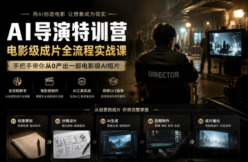 AI导演特训营，电影级成片全流程实战课，手把手带你从0产出一部电影级AI短片-翌晨科技网