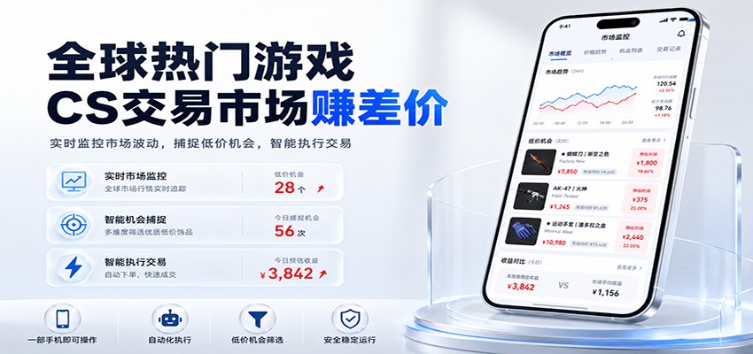 全球热门游戏CS交易市场赚差价，一个账号一部手机即可稳定运行，月入过万-翌晨科技网