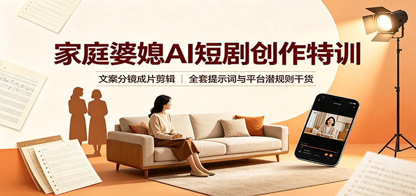 家庭婆媳AI短剧创作特训：文案分镜成片剪辑，全套提示词与平台潜规则干货-翌晨科技网