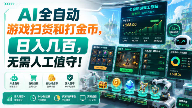 AI全自动游戏扫货和打金币，日入几百，无需人工值守！【揭秘】-翌晨科技网