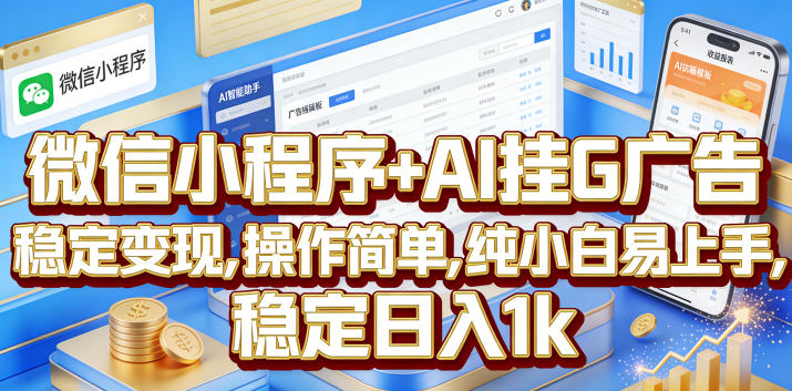 微信小程序+AI挂G广告，稳定变现，操作简单，纯小白易上手，稳定日入1k【揭秘】-翌晨科技网