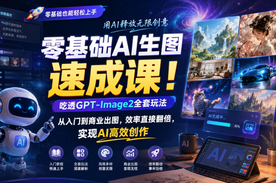 零基础AI生图速成课！吃透GPT-Image2全套玩法，从入门到商业出图，效率直接翻倍，实现AI高效创作-翌晨科技网