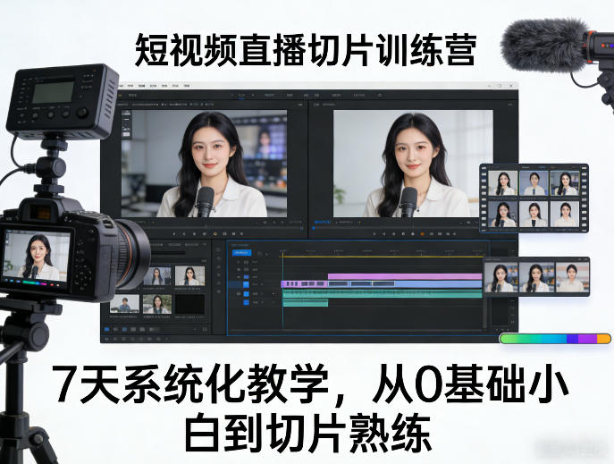 短视频直播切片训练营，7天系统化教学，从0基础小白到切片熟练-翌晨科技网