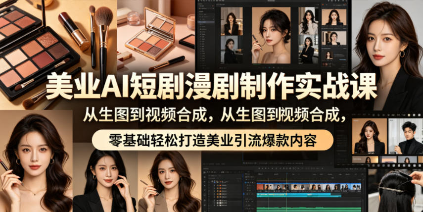 美业AI短剧漫剧制作实战课，从生图到视频合成，零基础轻松打造美业引流爆款内容-翌晨科技网