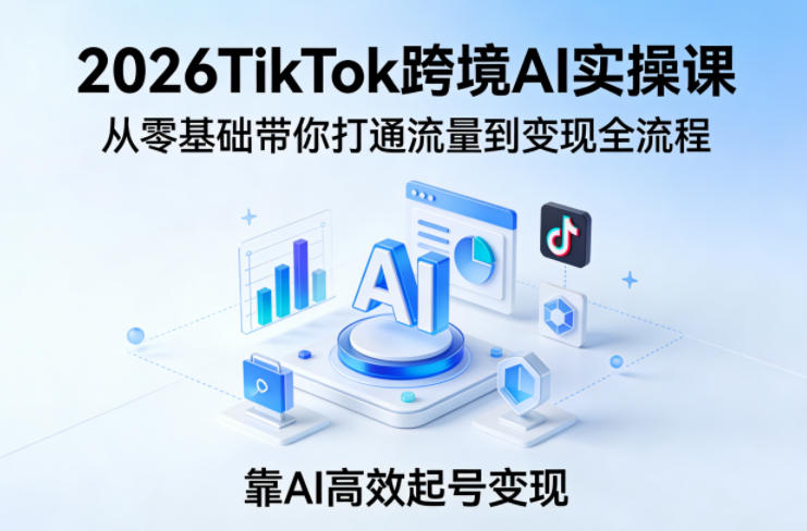2026TikTok跨境AI实操课，从零基础带你打通流量到变现全流程，靠AI高效起号变现-翌晨科技网