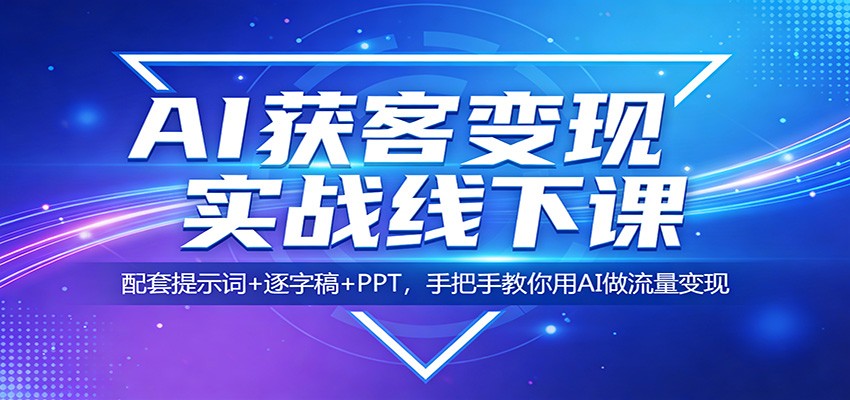 AI获客变现实战线下课：配套提示词+逐字稿+PPT，手把手教你用AI做流量变现-翌晨科技网