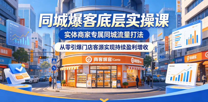 同城爆客底层实操课，实体商家专属同城流量打法，从零引爆门店客源实现持续盈利增收-翌晨科技网