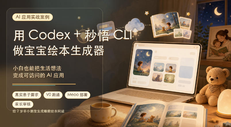 AI应用实战案例，用Codex+秒悟CLl做宝宝绘本生成器，小白也能把生活想法变成可访问的AI应用-翌晨科技网