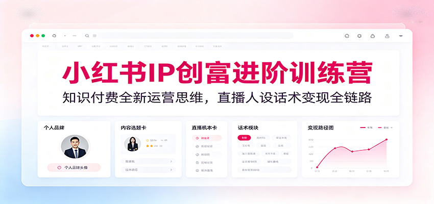 小红书IP创富进阶训练营：知识付费全新运营思维，直播人设话术变现全链路-翌晨科技网