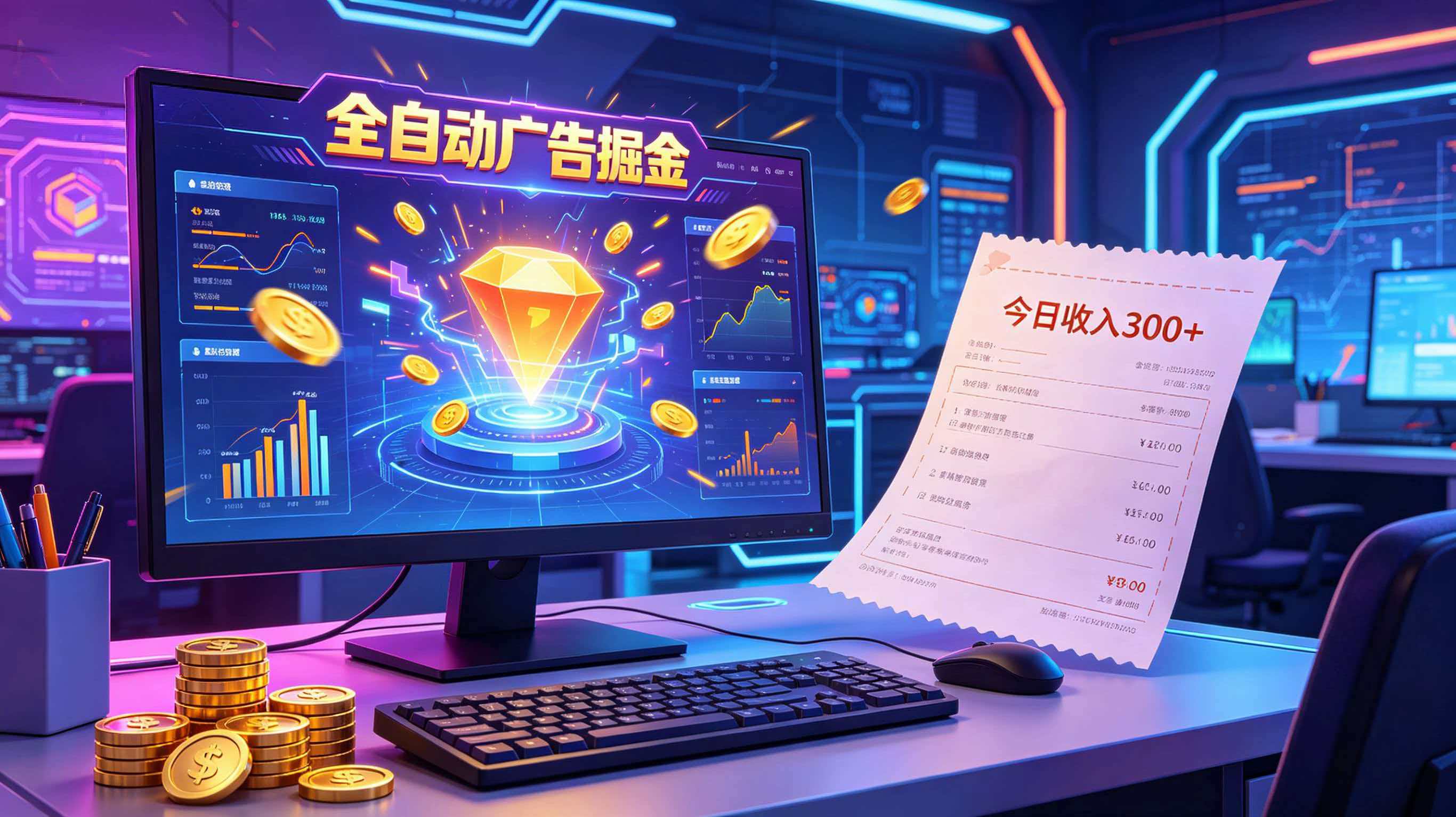 全自动广告掘金,日入300+。全程Ai自动化运行,解放双手,时间自由。收益稳定-翌晨科技网