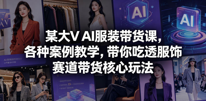 某大V AI服装带货课，各种案例教学，带你吃透服饰赛道带货核心玩法-翌晨科技网