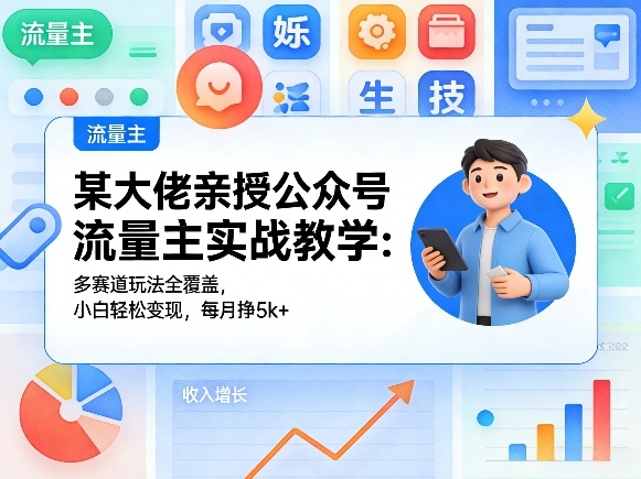 某大佬亲授公众号流量主实战教学：多赛道玩法全覆盖，小白轻松变现，每月多挣5k+-翌晨科技网