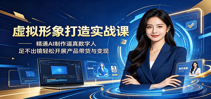 虚拟形象打造实战课：精通AI制作逼真数字人，足不出镜轻松开展产品带货与变现-翌晨科技网