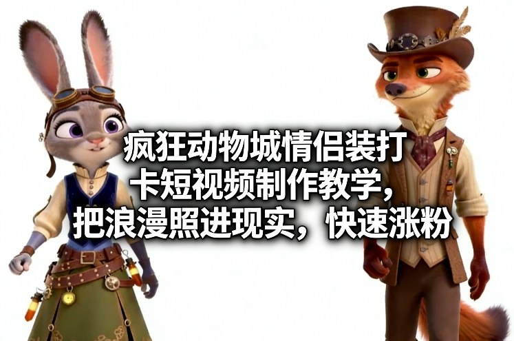 疯狂动物城情侣装打卡短视频制作教学，把浪漫照进现实，快速涨粉-翌晨科技网