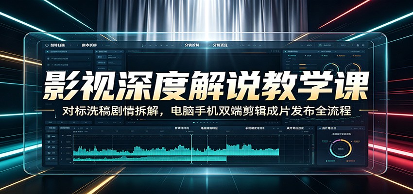 影视深度解说教学课：对标洗稿剧情拆解，电脑手机双端剪辑成片发布全流程-翌晨科技网