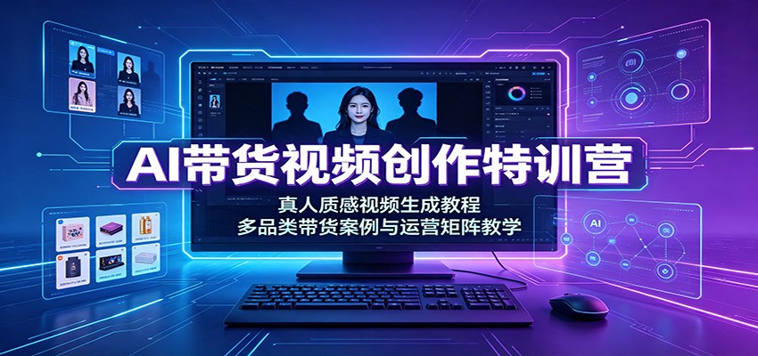 AI带货视频创作特训营：真人质感视频生成教程，多品类带货案例与运营矩阵教学-翌晨科技网