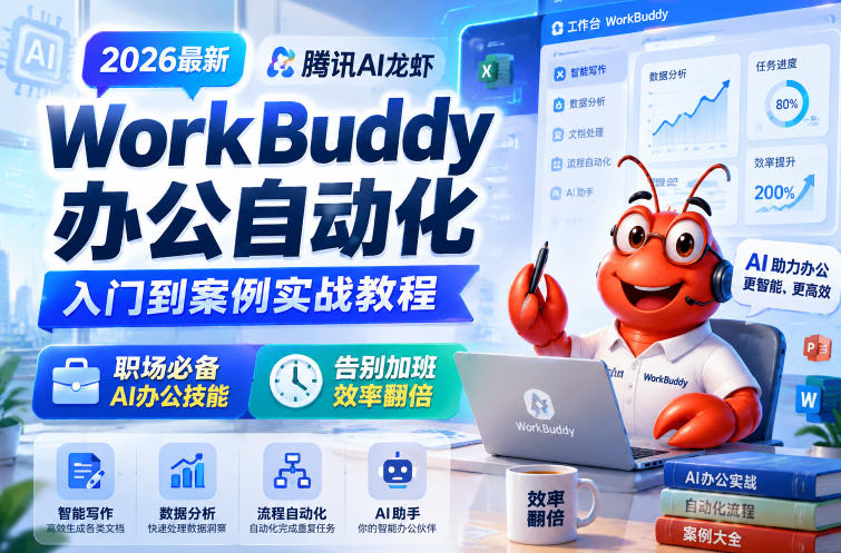 2026最新腾讯AI龙虾WorkBuddy办公自动化入门到案例实战教程，职场必备AI办公技能，告别加班，效率翻倍-翌晨科技网