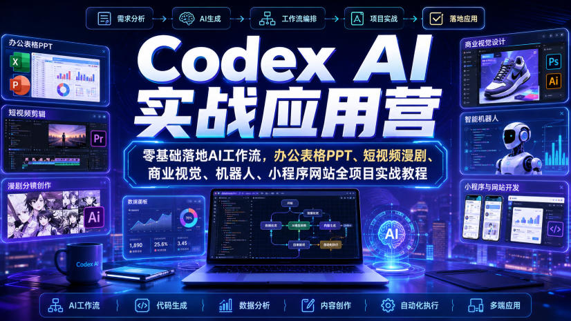 Codex AI实战应用营｜零基础落地AI工作流，办公表格PPT、短视频漫剧、商业视觉、机器人、小程序网站全项目实战教程-翌晨科技网
