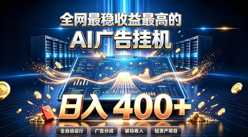 全网最稳收益最高的AI智能广告挂G项目，日入400+，真正的躺賺项目【揭秘】-翌晨科技网