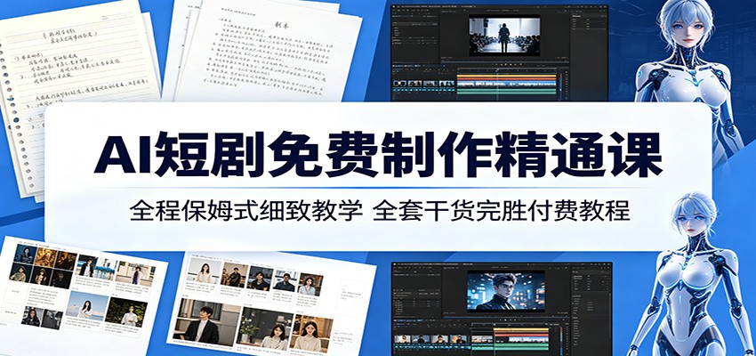 AI短剧免费制作精通课：全程保姆式细致教学，全套干货完胜付费教程-翌晨科技网