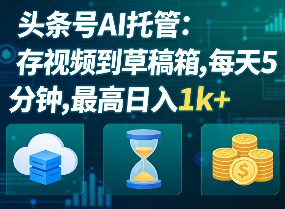头条号AI托管，我存视频到你草稿箱，每天5分钟，最高日入1k+【揭秘】-翌晨科技网