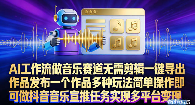 AI工作流做音乐赛道,无需剪辑,一键导出作品发布,一个作品多种玩法,简单操作即可做抖音音乐宣推任务-翌晨科技网