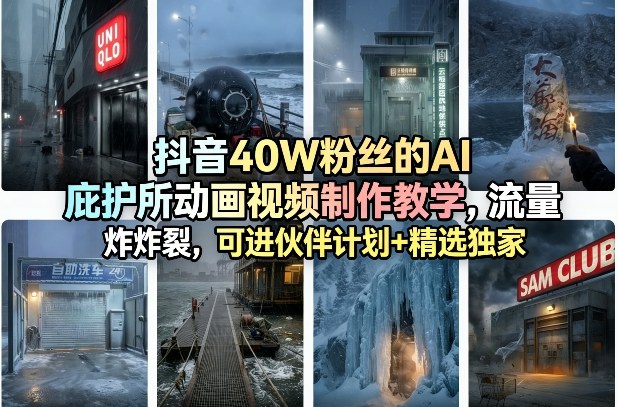 抖音40W粉丝的AI庇护所动画视频制作教学，流量炸裂，可进伙伴计划+精选独家-翌晨科技网