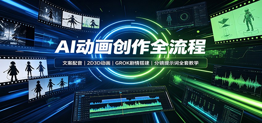 AI动画创作全流程：文案配音，2D3D动画，GROK剧情搭建，分镜提示词全套教学-翌晨科技网