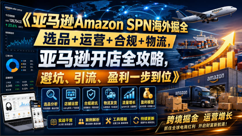 亚马逊Amazon SPN海外掘全，选品+运营+合规+物流，亚马逊开店全攻略，避坑、引流、盈利一步到位-翌晨科技网