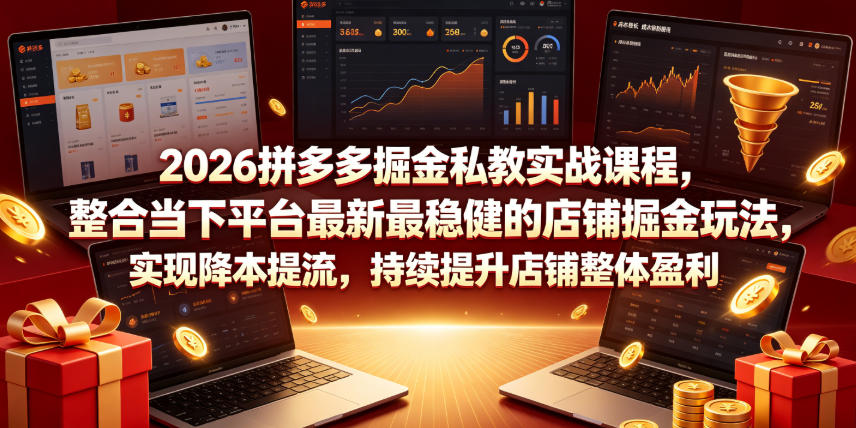 2026拼多多掘金私教实战课程，整合当下平台最新最稳健的店铺掘金玩法，实现降本提流，持续提升店铺整体盈利-翌晨科技网